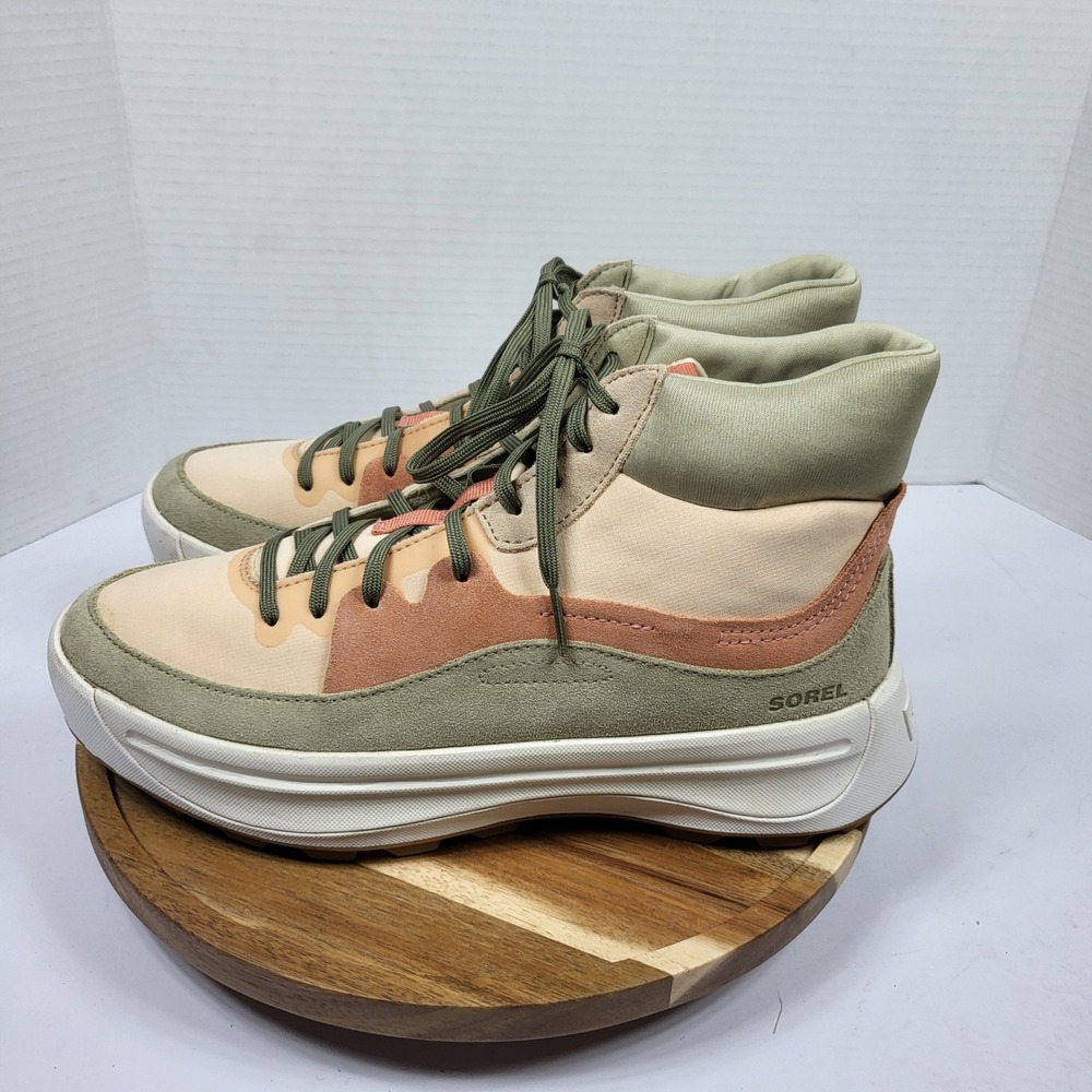 Sorel ONA 503 Mid Sneakers Womens 10 Sage Peach NL4856-260 Excellent Gorpcore